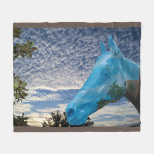 Painted horse and mackeral sky Fleece Blanket