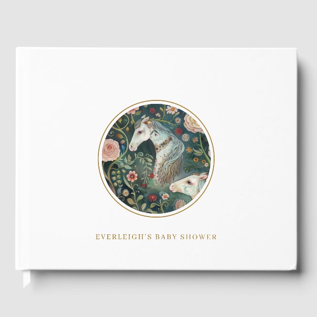 Painted Horses Baby Shower Guest Book (Front)