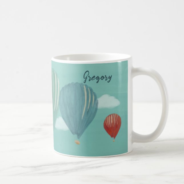Painted Hot Air Balloons Personalised Coffee Mug (Right)
