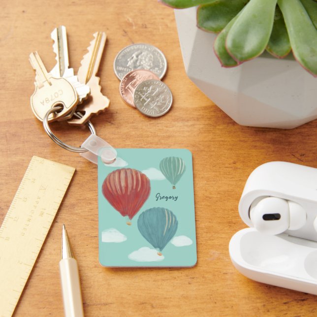 Painted Hot Air Balloons Personalised Key Ring (Desk)