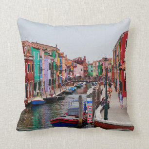 Painted Houses Italy Venice Cushion