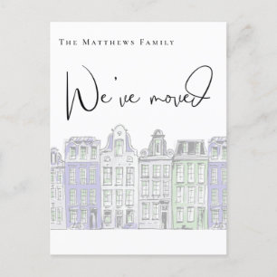 Painted Houses Watercolor New Home Announcement Postcard