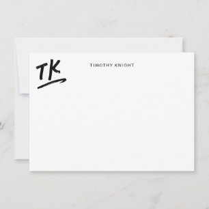 Painted Initials Monogram Blue Personalised Flat Card