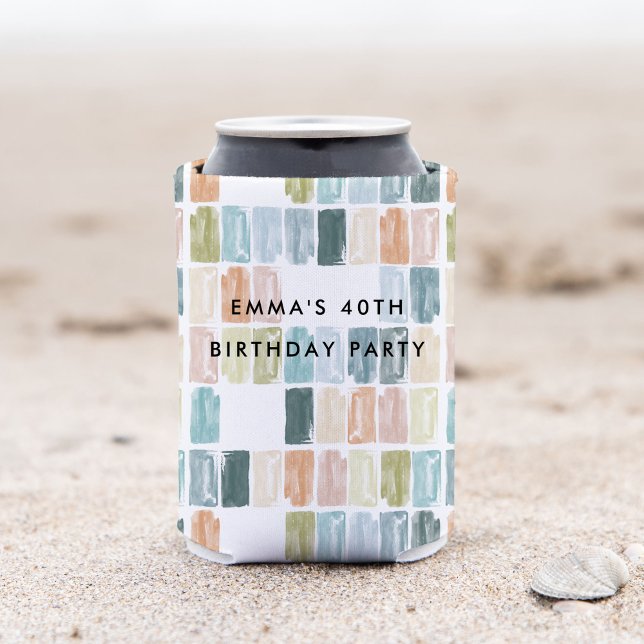 Painted Jewels Watercolor Personalised Can Cooler (Watercolor jewels personalized can cooler.)