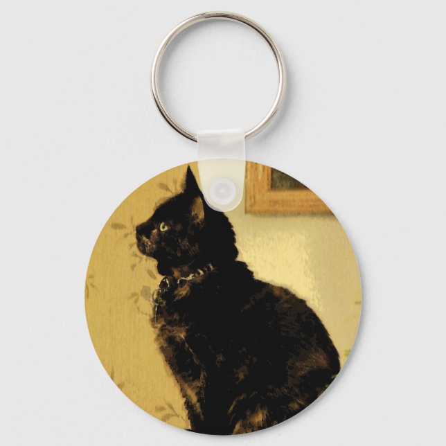 Painted Kitty Key Ring (Front)
