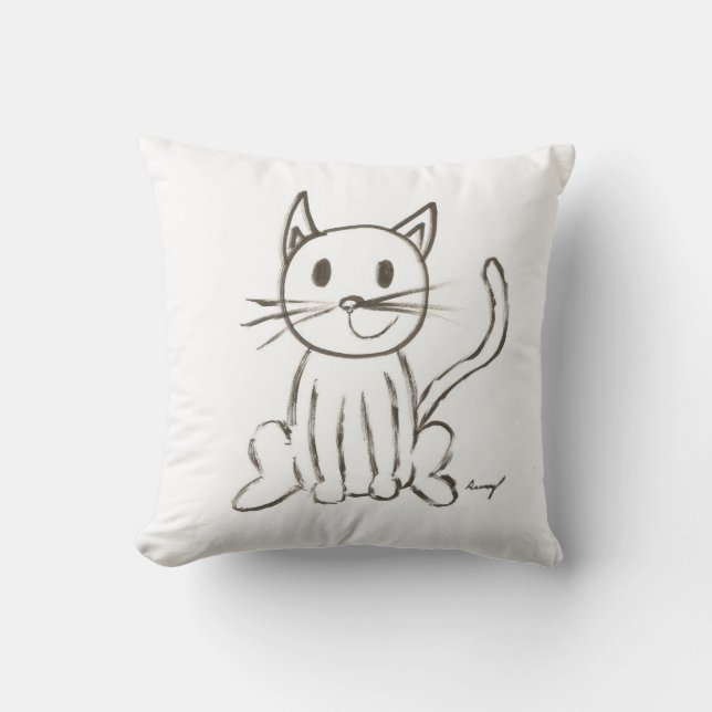 Painted Kitty Pillow - Black (Front)