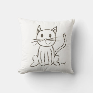 Painted Kitty Pillow - Pink