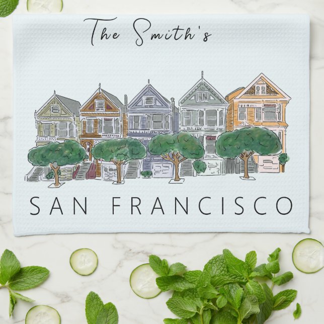 Painted Ladies San Francisco Tea Towel (Folded)