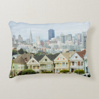 Painted Ladies, Victorian houses and skyline Decorative Cushion