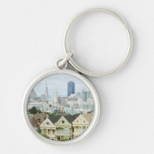 Painted Ladies, Victorian houses and skyline Key Ring