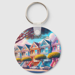 Painted Ladies Victorian San Francisco Souvenir Key Ring