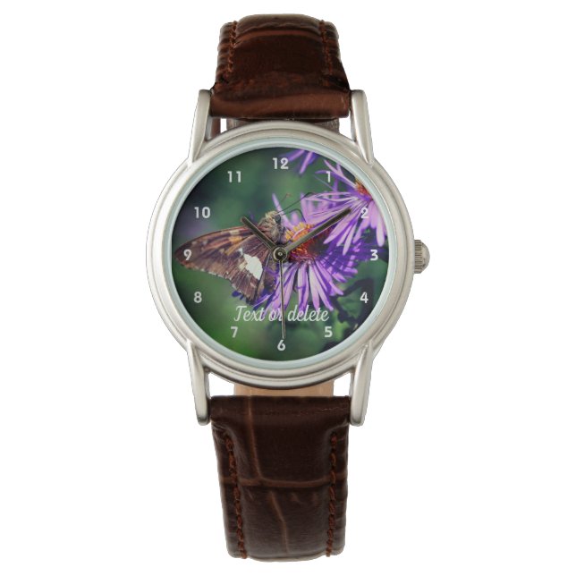 Painted Lady Butterfly Aster Flower Personalised  Watch (Front)