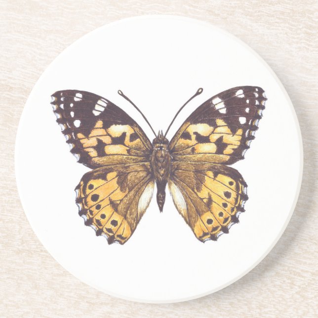 Painted lady butterfly coaster (Front)