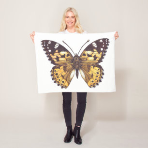Painted lady butterfly fleece blanket