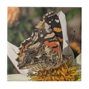 Painted Lady Butterfly Nature Photo Ceramic Tile