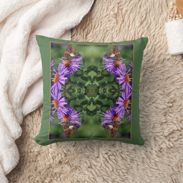 Painted Lady Butterfly On Aster Flower Abstract   Cushion (Blanket)