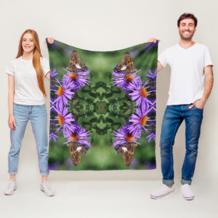 Painted Lady Butterfly On Aster Flower Abstract  Fleece Blanket