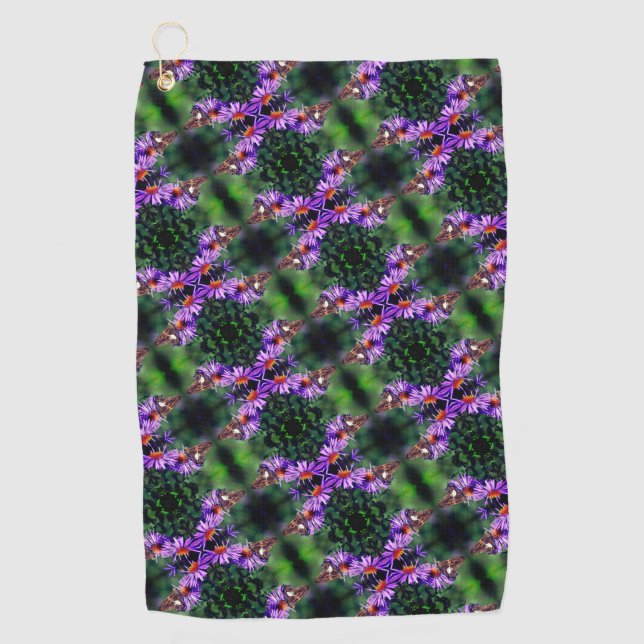 Painted Lady Butterfly On Aster Flower Abstract    Golf Towel (Front)