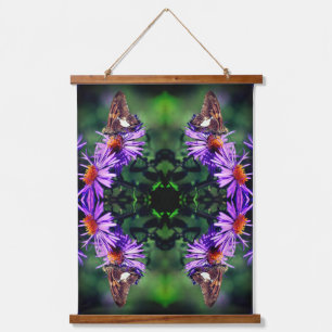 Painted Lady Butterfly On Aster Flower Abstract Hanging Tapestry