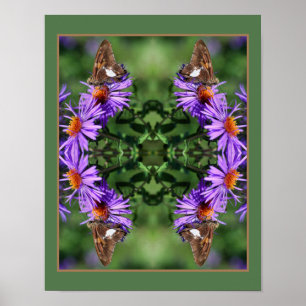 Painted Lady Butterfly On Aster Flower Abstract Poster