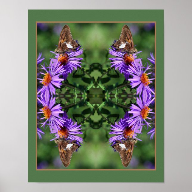 Painted Lady Butterfly On Aster Flower Abstract   Poster (Front)