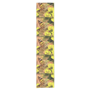 Painted Lady Butterfly on Myrtle Spurge Short Table Runner