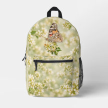 Painted Lady Butterfly on White Flowers