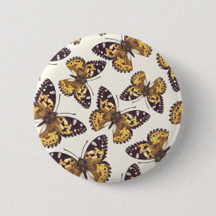 Painted lady butterfly pattern 6 cm round badge