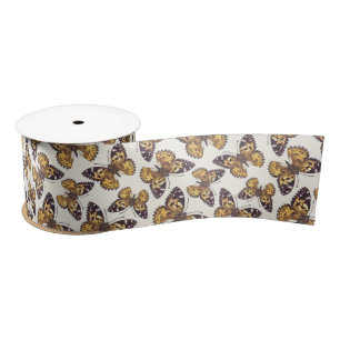 Painted lady butterfly pattern satin ribbon