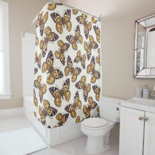 Painted lady butterfly pattern shower curtain