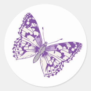Painted lady butterfly purple grey wedding sticker