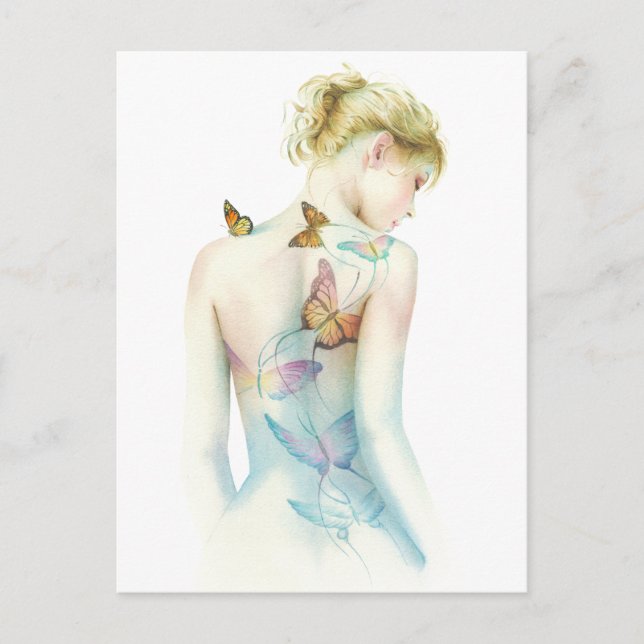 "Painted Lady" Tattoo fantasy Postcard (Front)