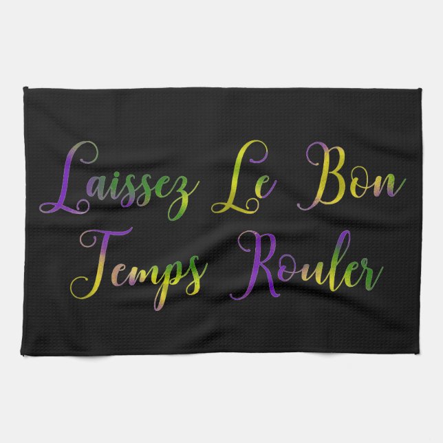 Painted Laissez Le Bon Temps Rouler Tea Towel (Horizontal)