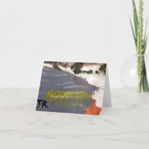 Painted lake scene white note card