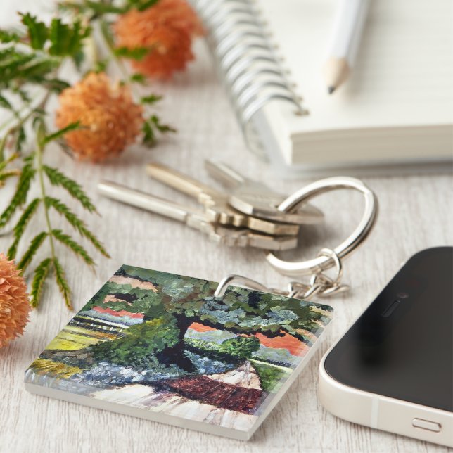 Painted Landscape Square Double-Sided Keychain (Front Right)