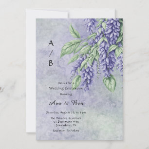 Painted Lavender Wisteria Wedding Celebration Invitation