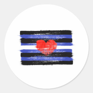 PAINTED LEATHER PRIDE FLAG and SYMBOL Classic Round Sticker