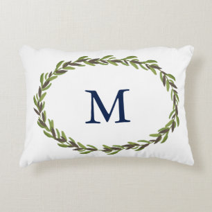Painted leaves mongrammed pillow