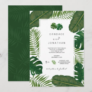 Painted Leaves Tropical Wedding Invitation