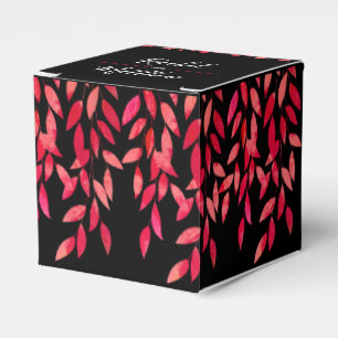 Painted Leaves Vines on Black Favour Box