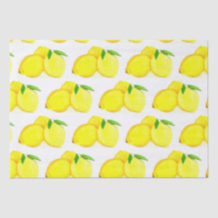 Painted Lemons Yellow Fruit Pattern Watercolor Tissue Paper