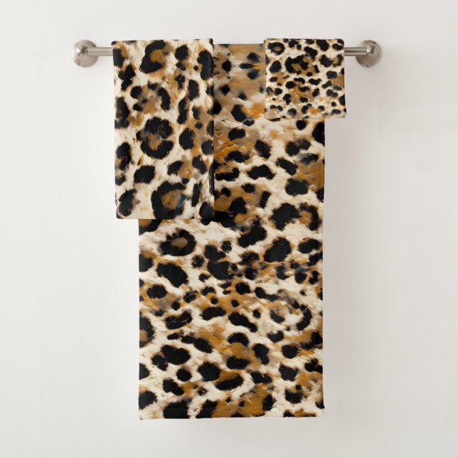 Painted Leopard Bath Towel Set (Insitu)