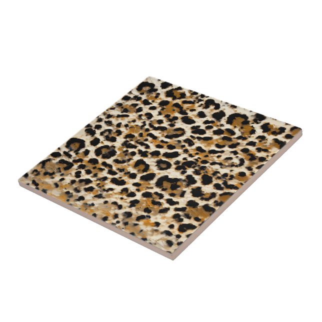 Painted Leopard Ceramic Tile (Side)