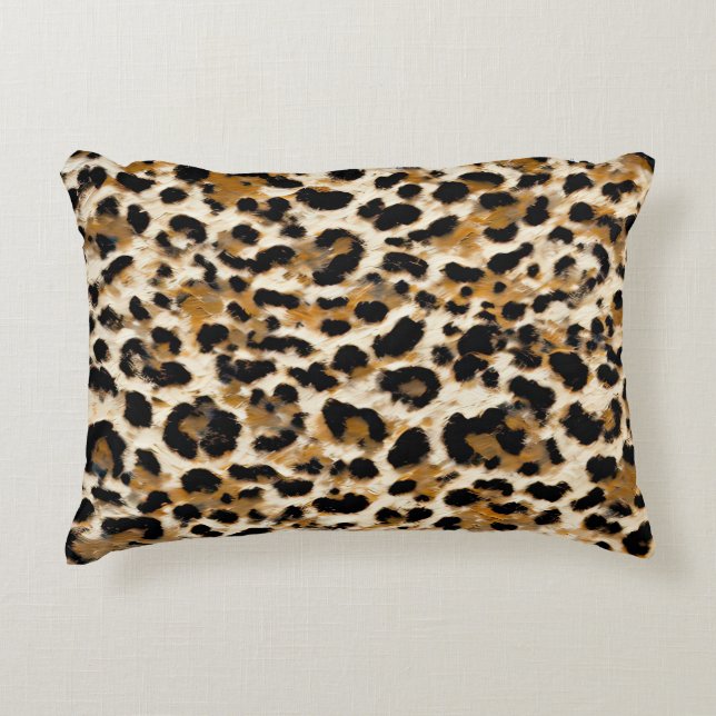 Painted Leopard Decorative Cushion (Front)