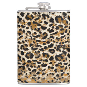 Painted Leopard Hip Flask
