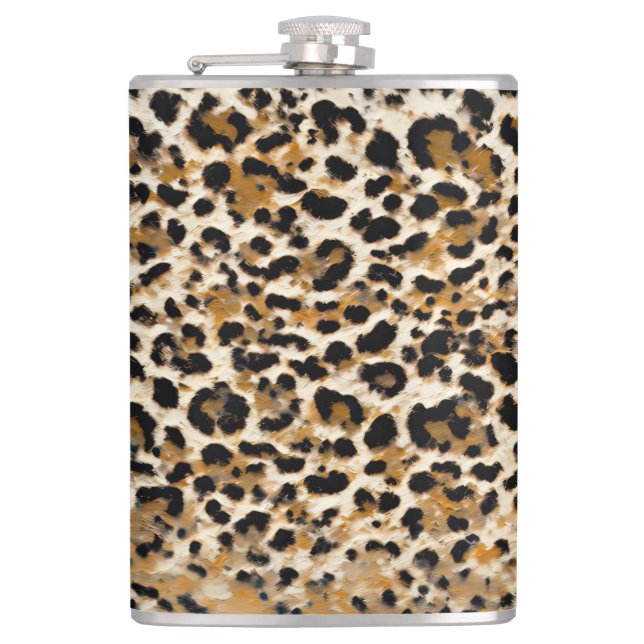 Painted Leopard Hip Flask (Front)