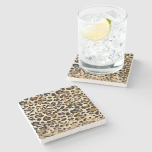 Painted Leopard Stone Coaster