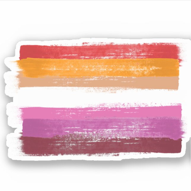 PAINTED LESBIAN PRIDE FLAG SUNSET STRIPES (Front)