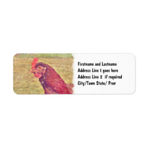 Painted Little Red Hen Return Address Label