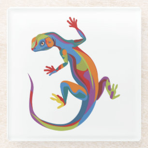 Painted Lizard Glass Coaster